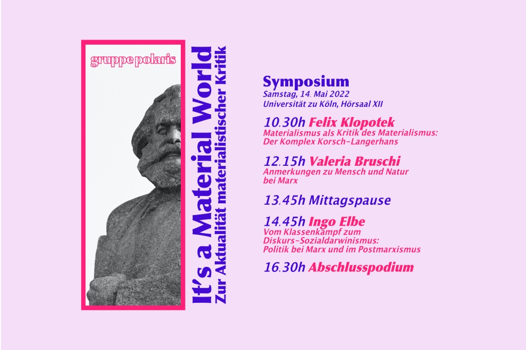 Livestream zum Symposium: „It´s a Material World! – Zur Aktualität materialistischer Kritik“ 14.05.2022 ab 10.30 Uhr