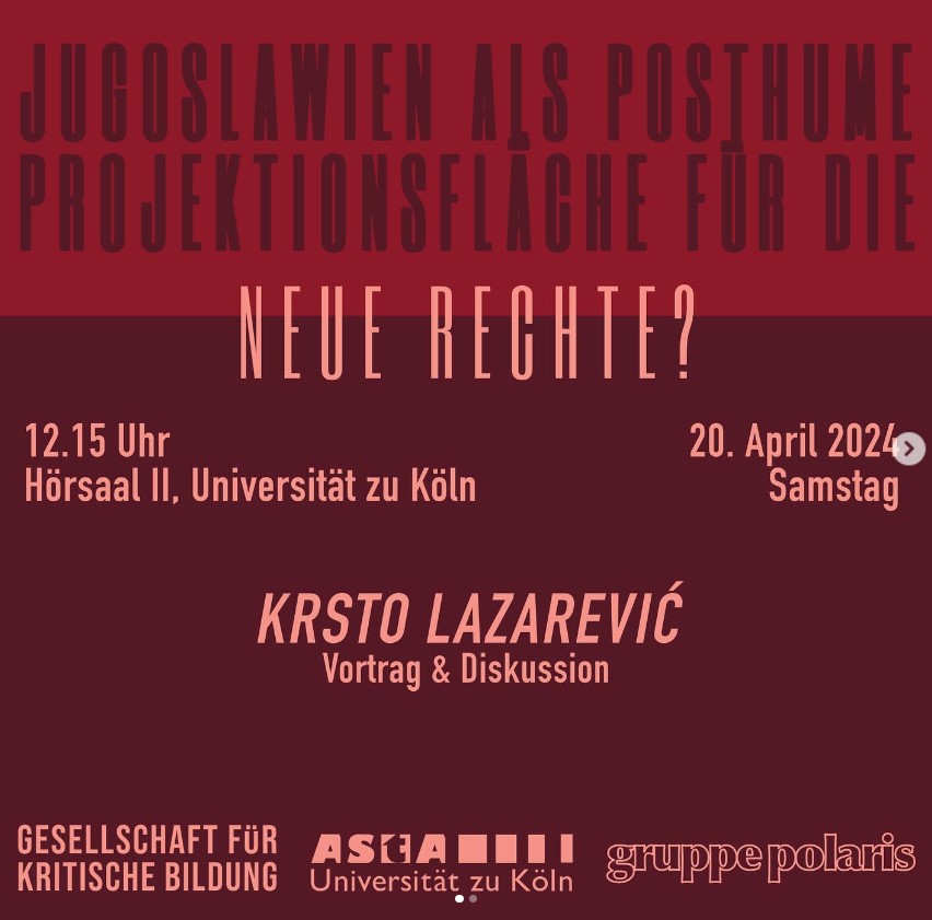 Doku: Vortrag von Krsto Lazarević: Das multiethnische Jugoslawien und sein Zerfall als posthume Projektionsfläche der Neuen Rechten